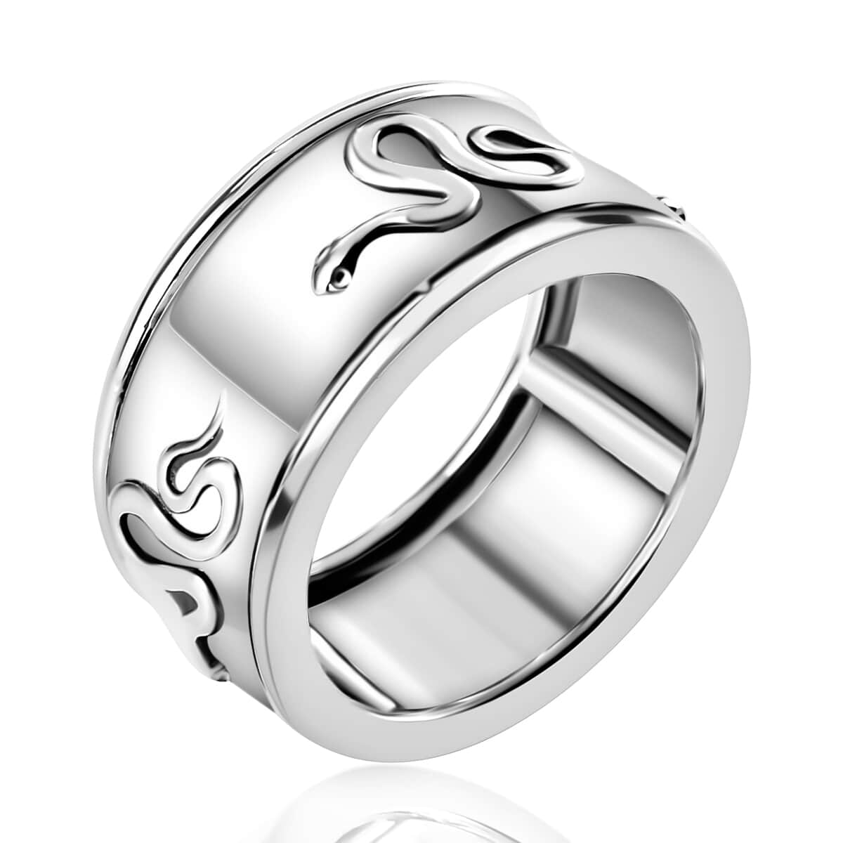 Sterling Silver Snake Spinner Ring, Fidget Rings for Anxiety, Stress Relieving Anxiety Ring Band, Promise Rings 6 g (Size 8) image number 3