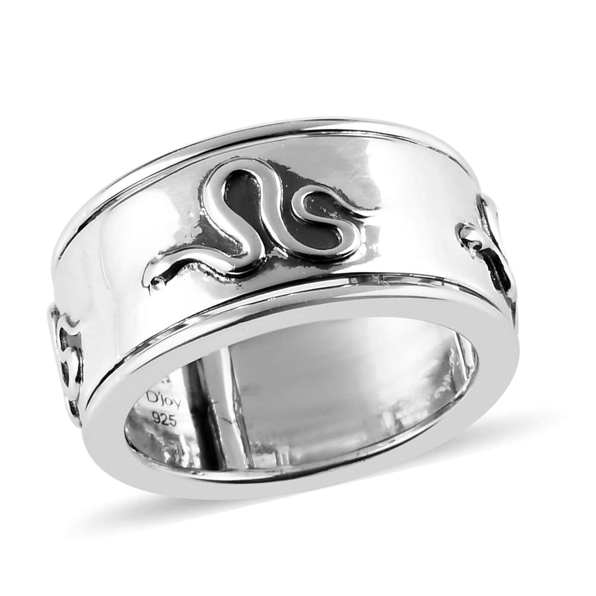 Sterling Silver Snake Spinner Ring, Fidget Rings for Anxiety, Stress Relieving Anxiety Ring Band, Promise Rings 6 g (Size 9) image number 0