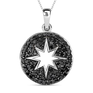 1 ctw Black Diamond Pendant Necklace 20 Inch in Platinum Over Sterling Silver