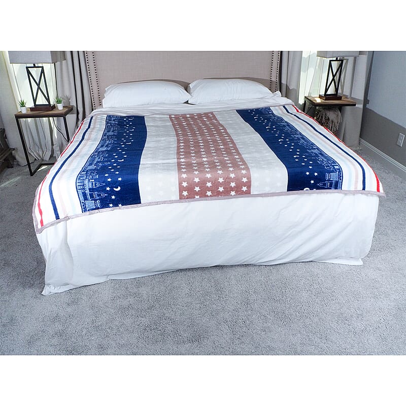 Homesmart Multi Color Stripes & Stars Microfiber Flannel Blanket