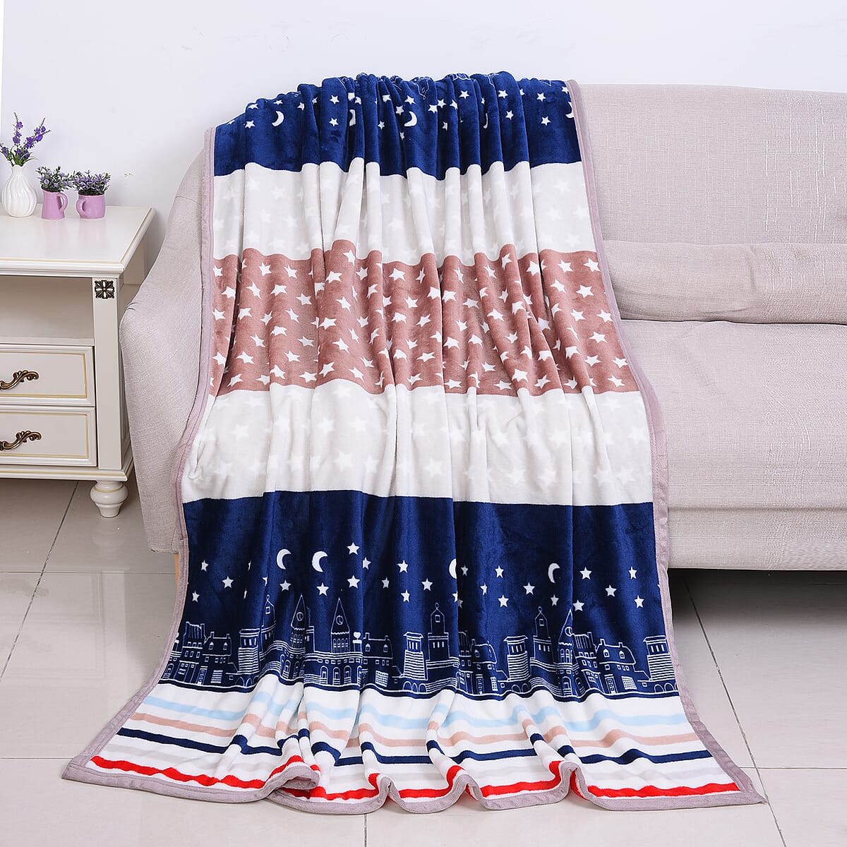 HOMESMART Multi Color Floral in Mirror Microfiber Flannel Blanket (60x80) image number 4