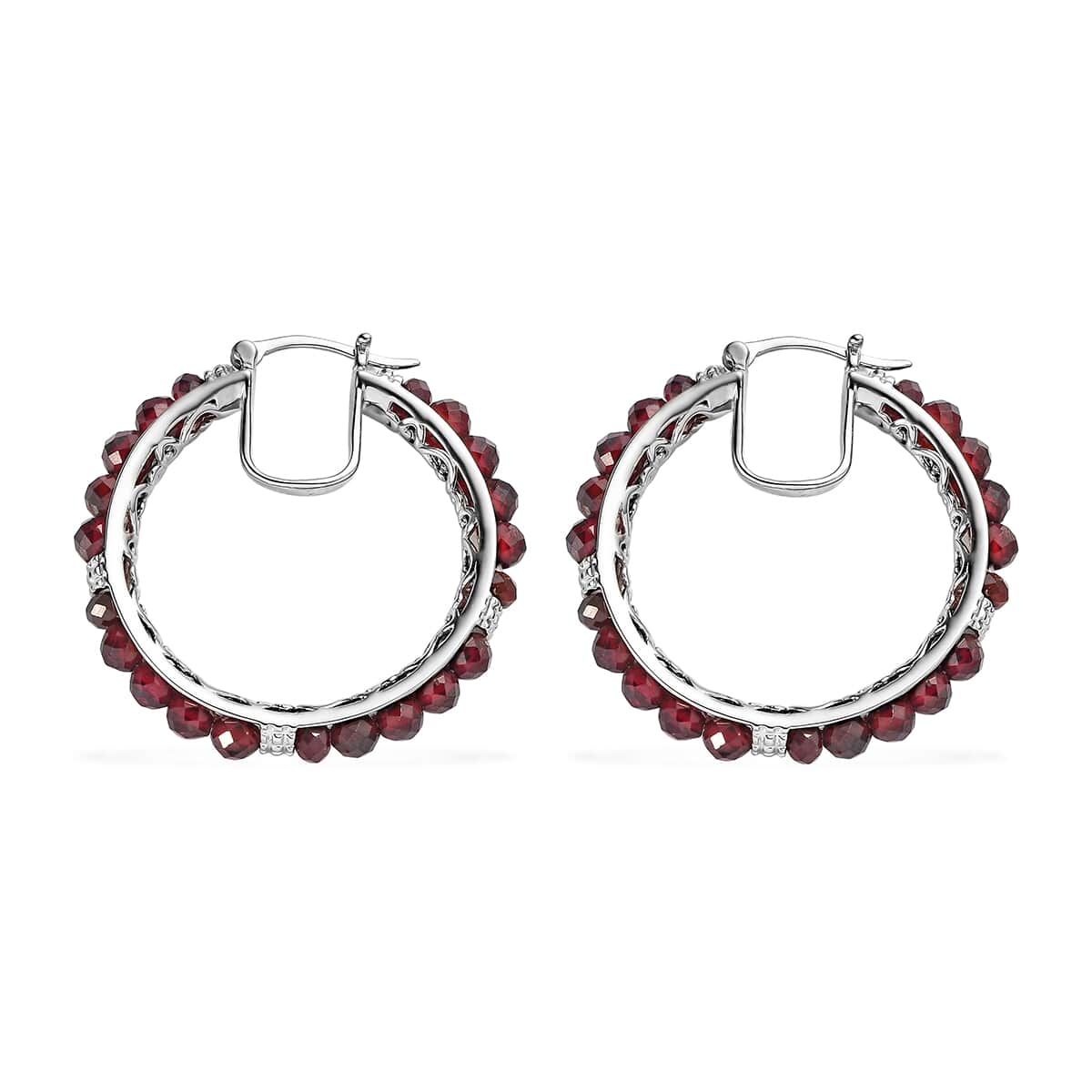 Karis Mozambique Garnet Inside Out Hoop Earrings in Platinum Bond 22.00 ctw image number 5