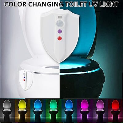 Lightning Bowl White Motion Activated Color Changing Toilet UV Light (3xAAA Battery Not Included)