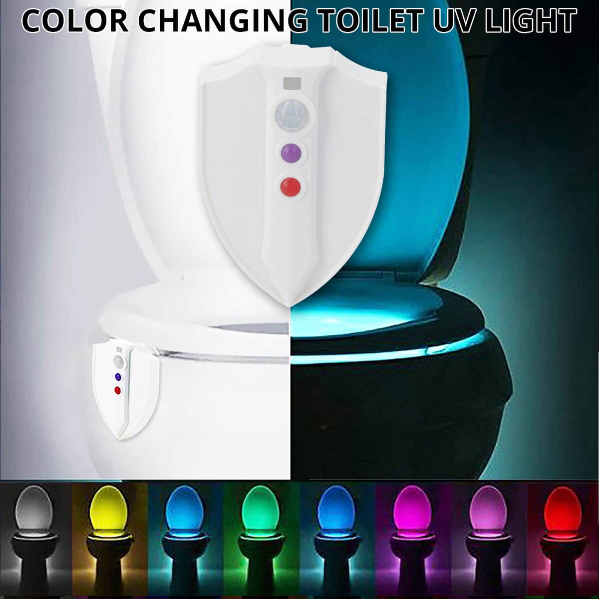 Lightning Bowl White Motion Activated Color Changing Toilet UV Light (3xAAA Battery Not Included) image number 1