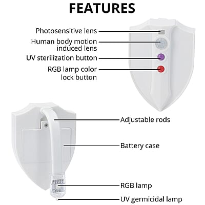 Lightning Bowl White Motion Activated Color Changing Toilet UV Light (3xAAA Battery Not Included)