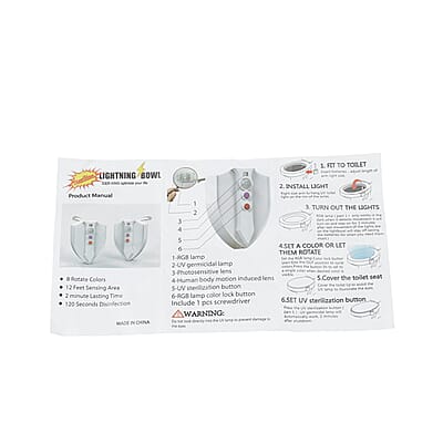 Lightning Bowl White Motion Activated Color Changing Toilet UV Light (3xAAA Battery Not Included)