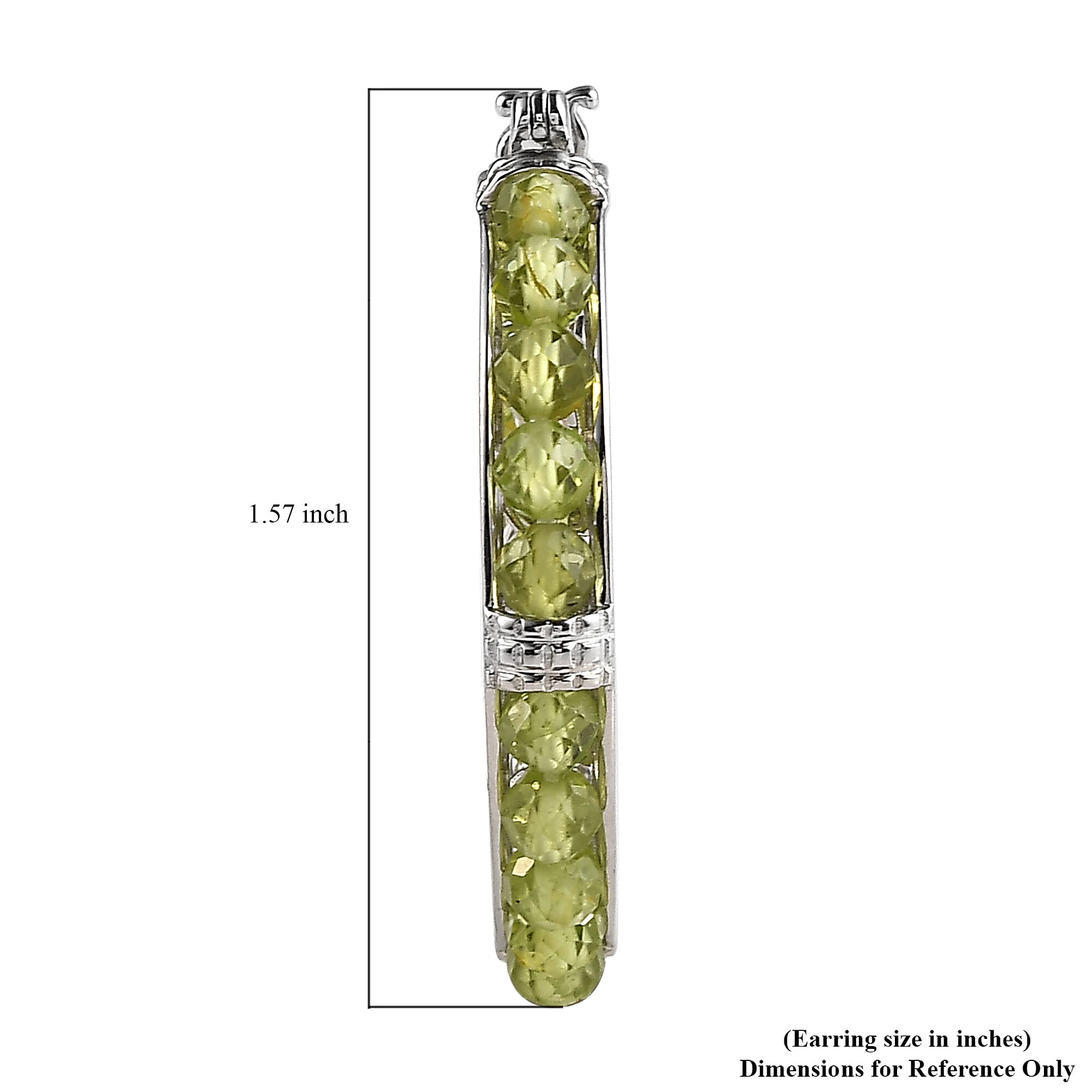 EverTrue Peridot 16.50 ctw  Faceted Hoop Earrings in Platinum Bond