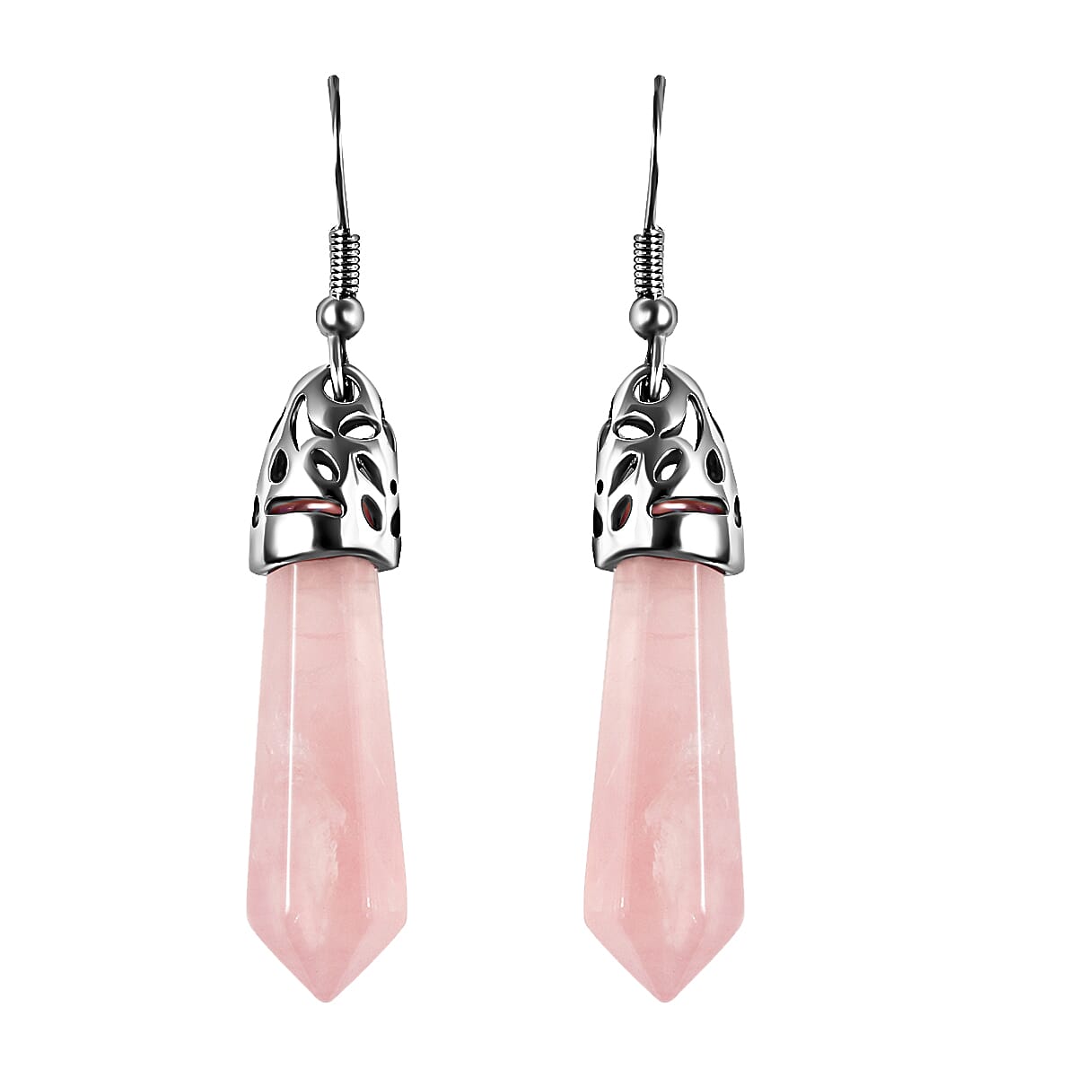 Galilea Rose Quartz Earrings in Stainless Steel 35.00 ctw