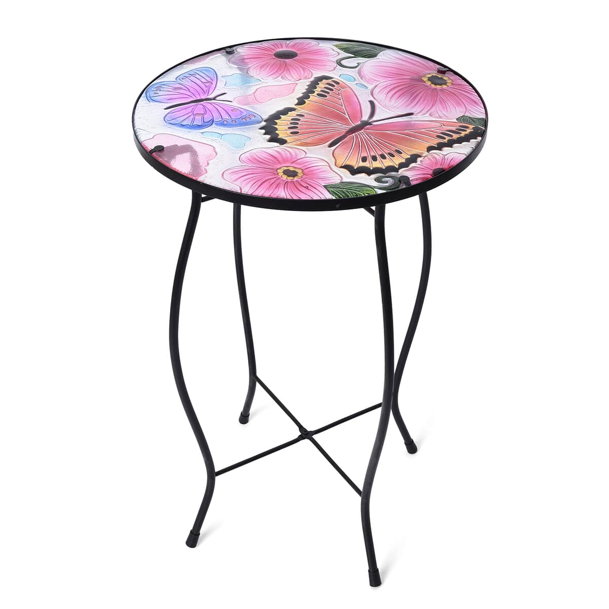 Hand Painted Butterflies Outdoor Garden Accent Table image number 0