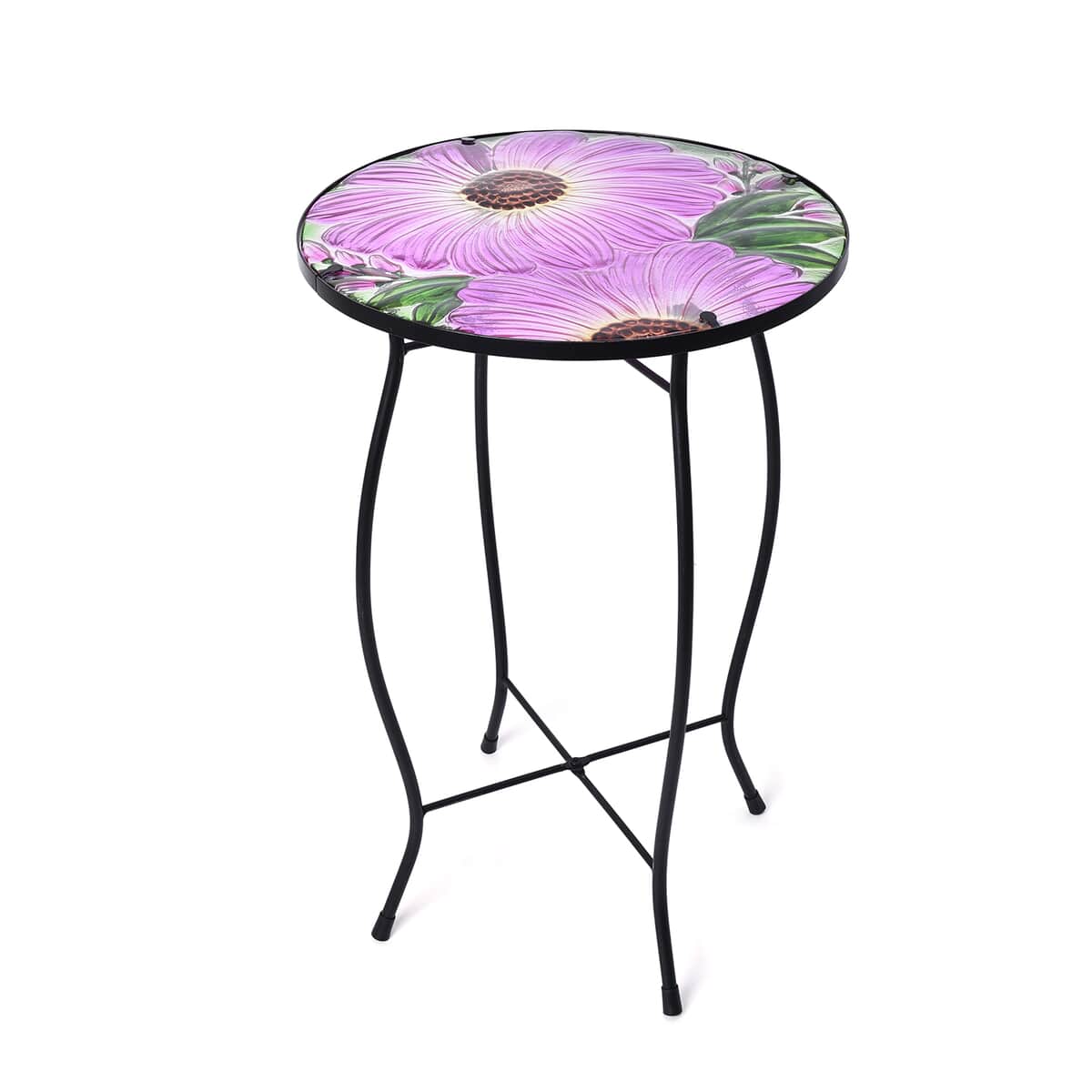 Hand Painted Pink Daisy Outdoor Garden Accent Table image number 0