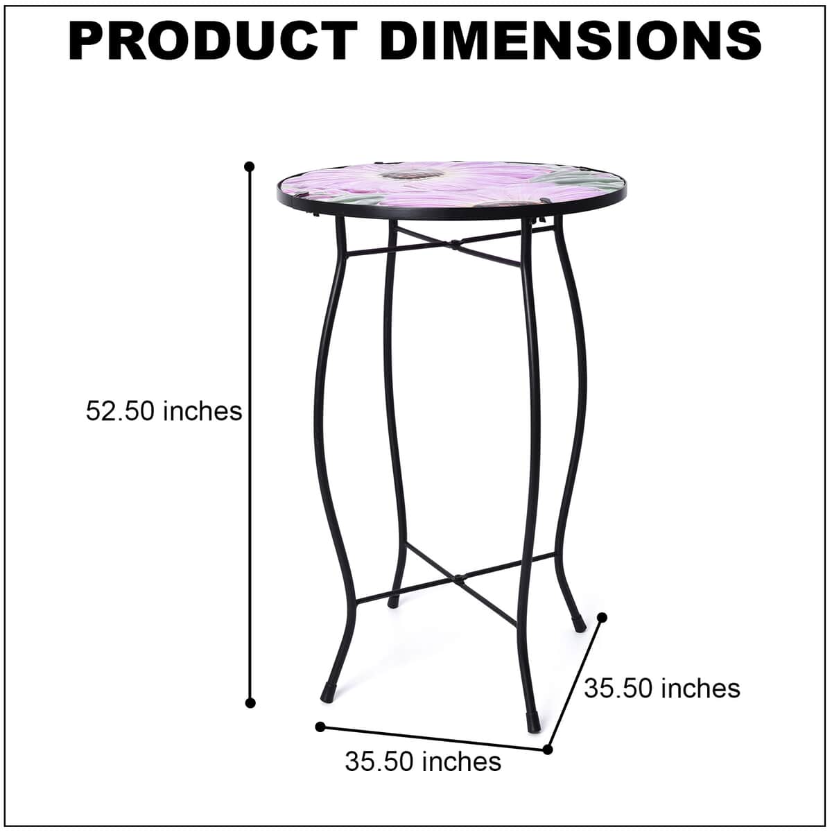 Hand Painted Pink Daisy Outdoor Garden Accent Table image number 3