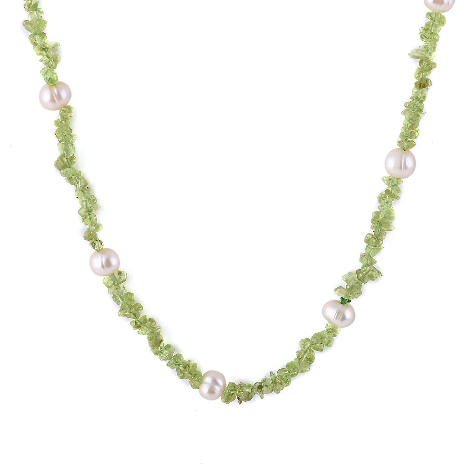 Peridot, Freshwater Pearl, Beaded Necklace 36 Inches 235.00 ctw