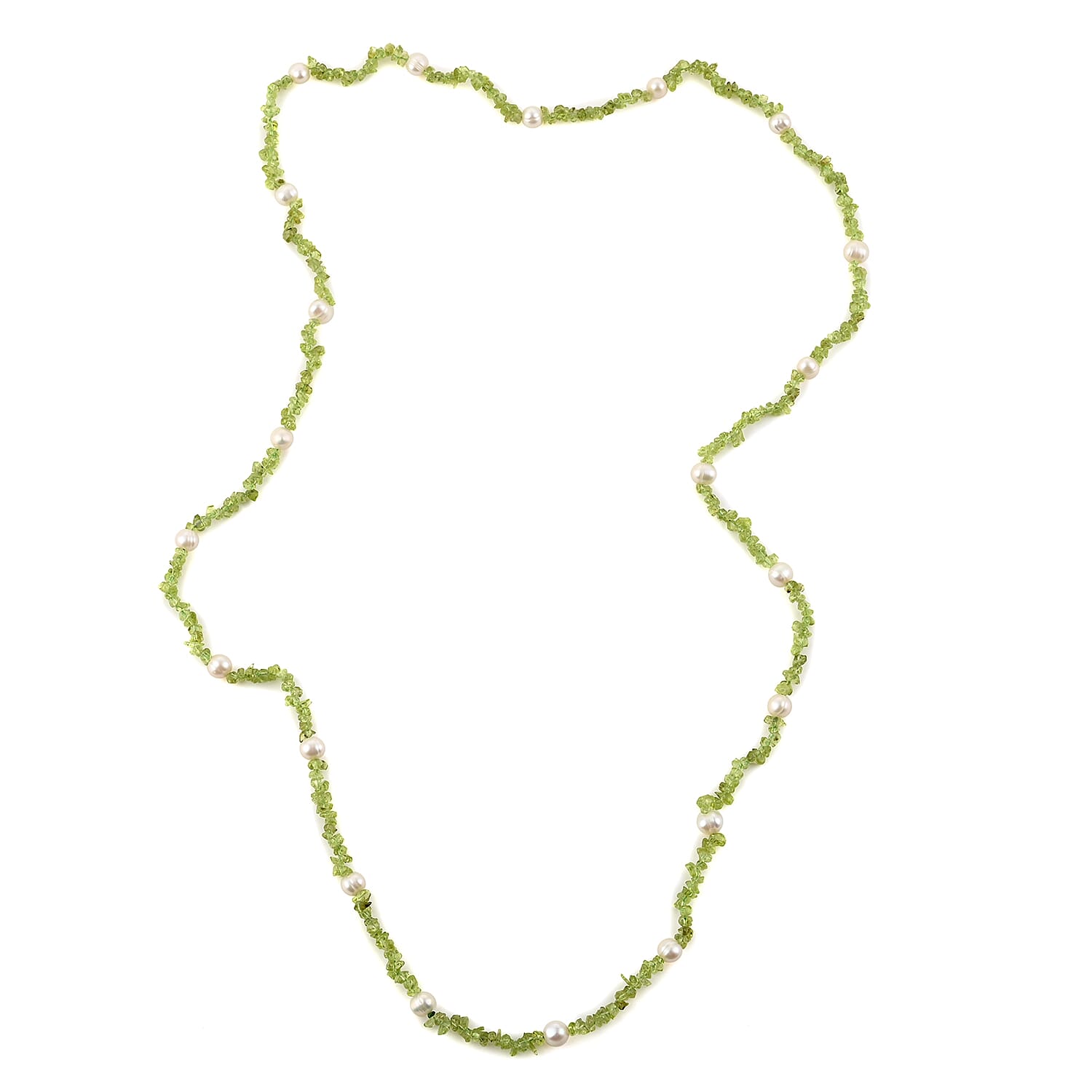 Peridot, Freshwater Pearl, Beaded Necklace 36 Inches 235.00 ctw