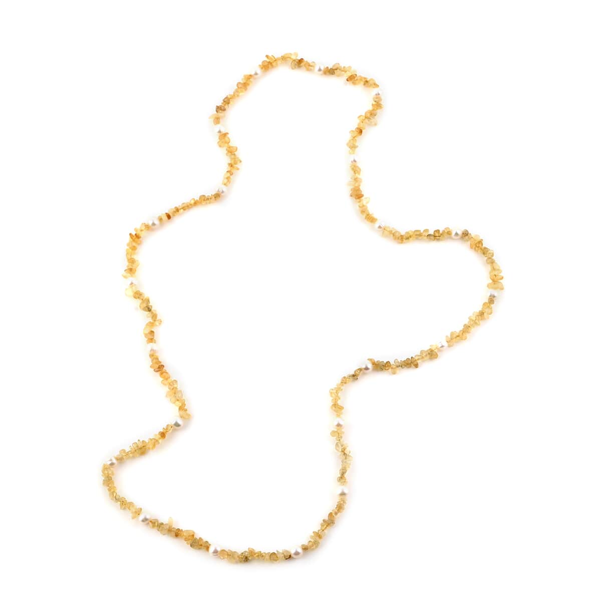 Brazilian Citrine, Freshwater Pearl, Beaded Necklace 36 Inches 235.00 ctw image number 1