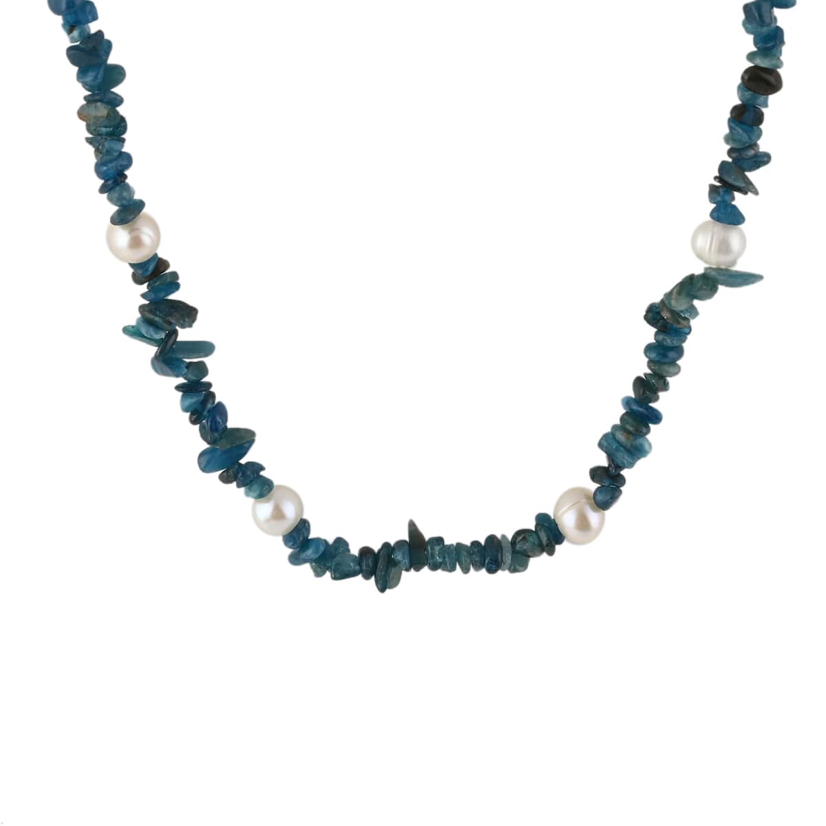 Freshwater Pearl and Madagascar Paraiba Apatite Beaded Necklace 36 Inches 235.00 ctw  image number 1