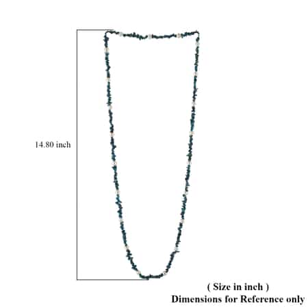 Freshwater Pearl and Madagascar Paraiba Apatite Beaded Necklace 36 Inches 235.00 ctw  image number 2