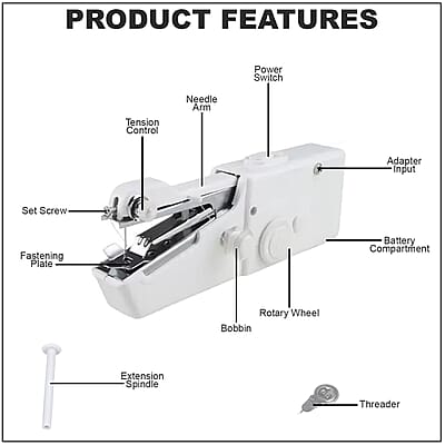 White Handy Stitch Handheld Sewing Machine (4x1.5V Battery Not included)