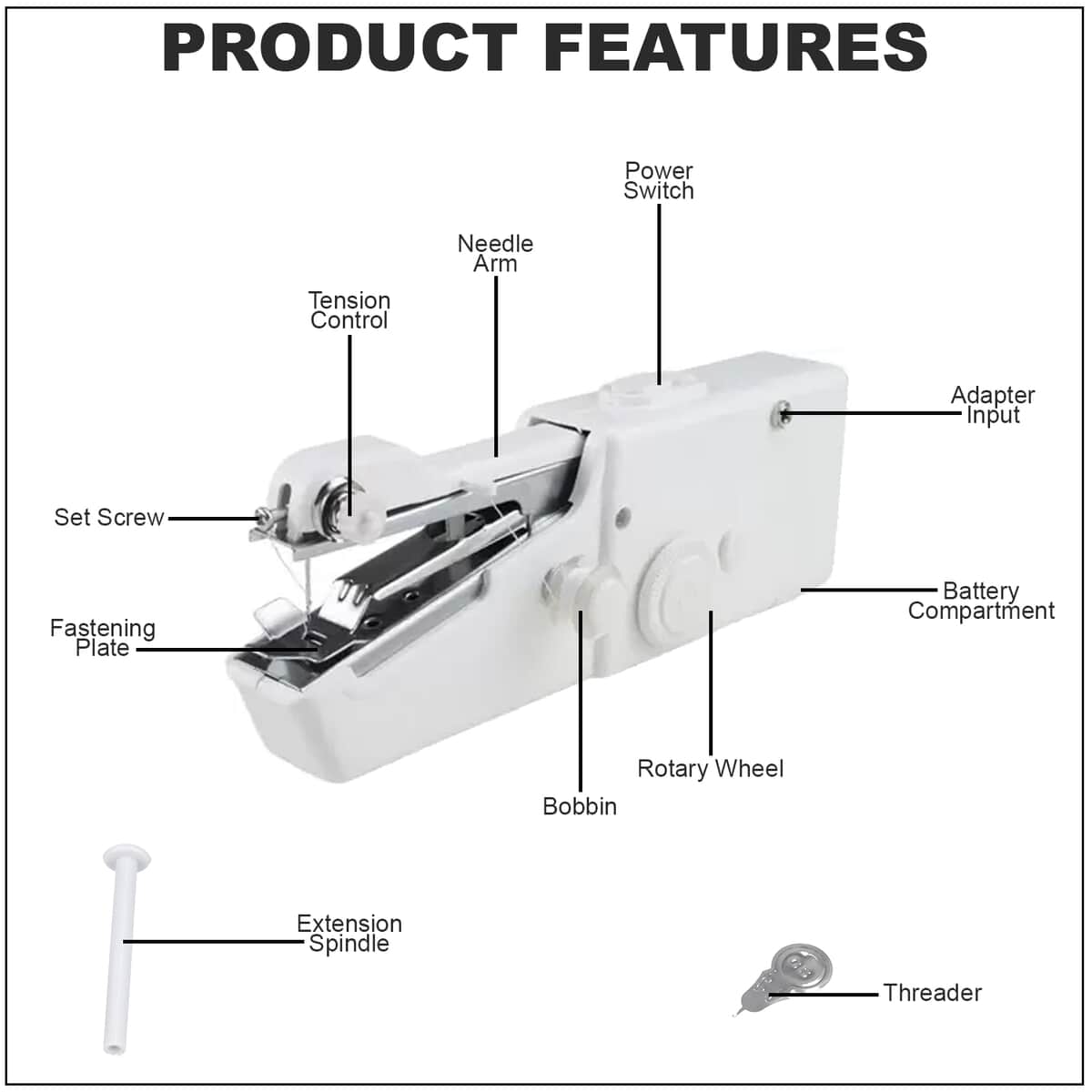 White Handy Stitch Handheld Sewing Machine (4x1.5V Battery Not included) image number 1