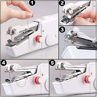 White Handy Stitch Handheld Sewing Machine (4x1.5V Battery Not included)