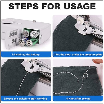 White Handy Stitch Handheld Sewing Machine (4x1.5V Battery Not included)
