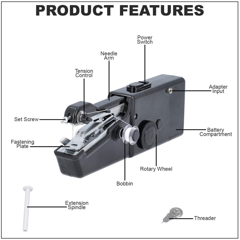 Black Handy Stitch Handheld Sewing Machine (4x1.5V Battery Not included)