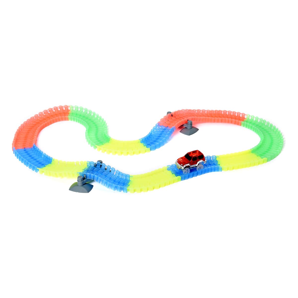 Set of 162 Piece Multi Color Flexible Glow Tracks with LED Car (Ages 3 Year Above) image number 0