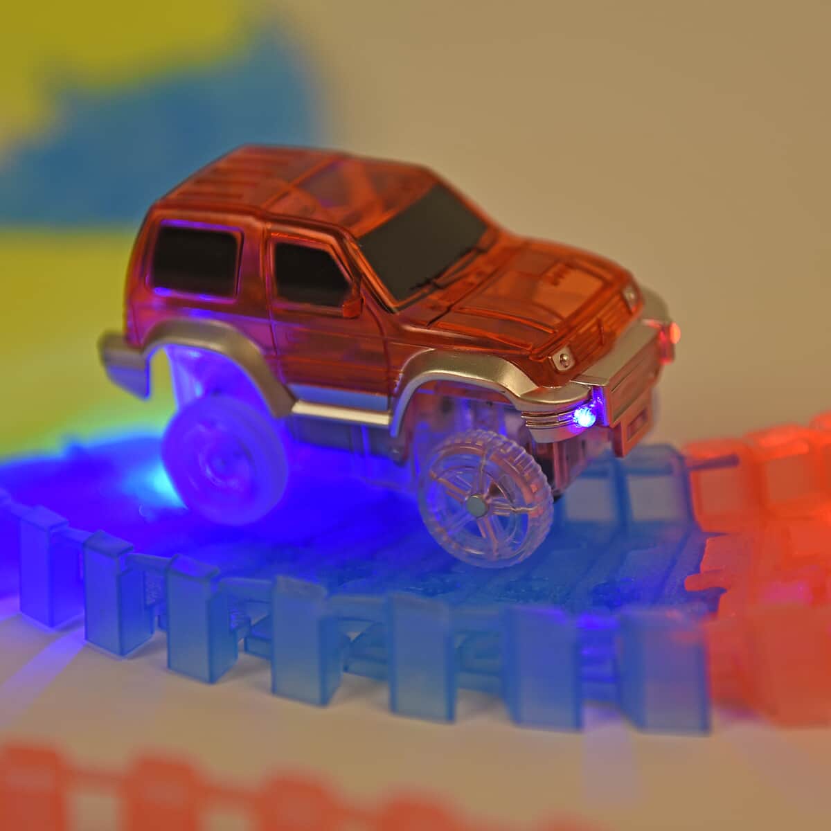 Set of 162 Piece Multi Color Flexible Glow Tracks with LED Car (Ages 3 Year Above) image number 1
