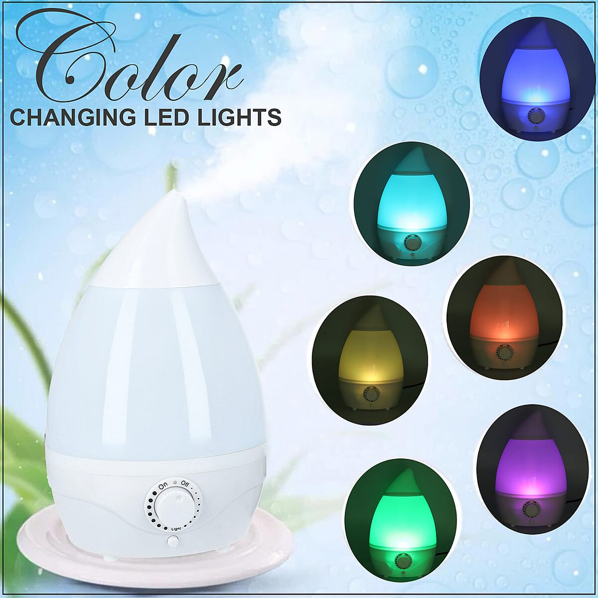 2in1 LED Ultrasound Humidifier Diffuser with 10 Essential Oils (Included: Lavender, Vanilla, Rose, Bluewater, Jasmine, Sandalwood, Musk, Cotton, Fresh Linen, Bamboo) image number 3