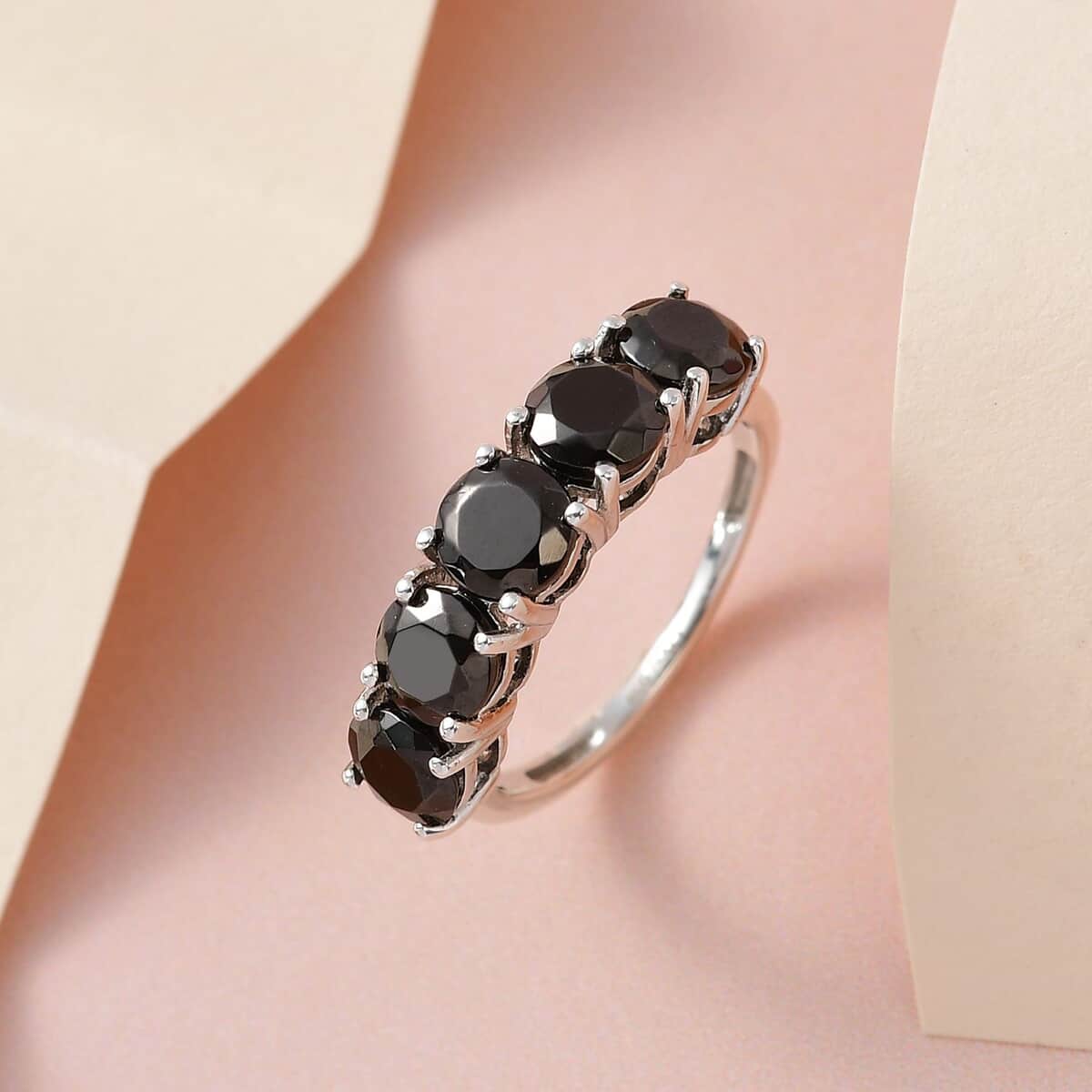 Elite Shungite 5 Stone Ring in Platinum Over Sterling Silver 1.75 ctw image number 1