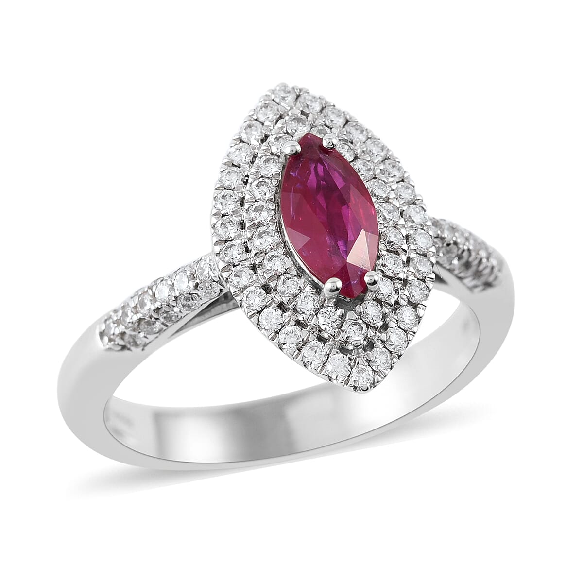 Rhapsody 1.10 ctw AAAA Burmese Ruby and Diamond E-F VS Ring in 950 Platinum (Size 10.0) 7.60 Grams