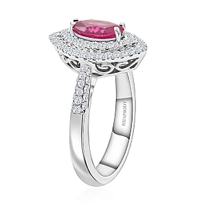 One Of A Kind Certified & Appraised Rhapsody 950 Platinum AAAA Royal Thai Ruby and E-F VS Diamond Ring (Size 6.0) 7.60 Grams 1.10 ctw