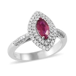 One Of A Kind Certified & Appraised Rhapsody AAAA Royal Thai Ruby and E-F VS Diamond 1.10 ctw Ring in 950 Platinum (Size 7.0) 7.60 Grams