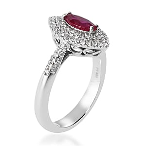 One Of A Kind Certified & Appraised Rhapsody AAAA Royal Thai Ruby and E-F VS Diamond 1.10 ctw Ring in 950 Platinum (Size 7.0) 7.60 Grams