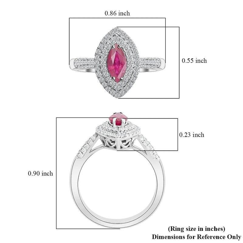 One Of A Kind Certified & Appraised Rhapsody AAAA Royal Thai Ruby and E-F VS Diamond 1.10 ctw Ring in 950 Platinum (Size 7.0) 7.60 Grams