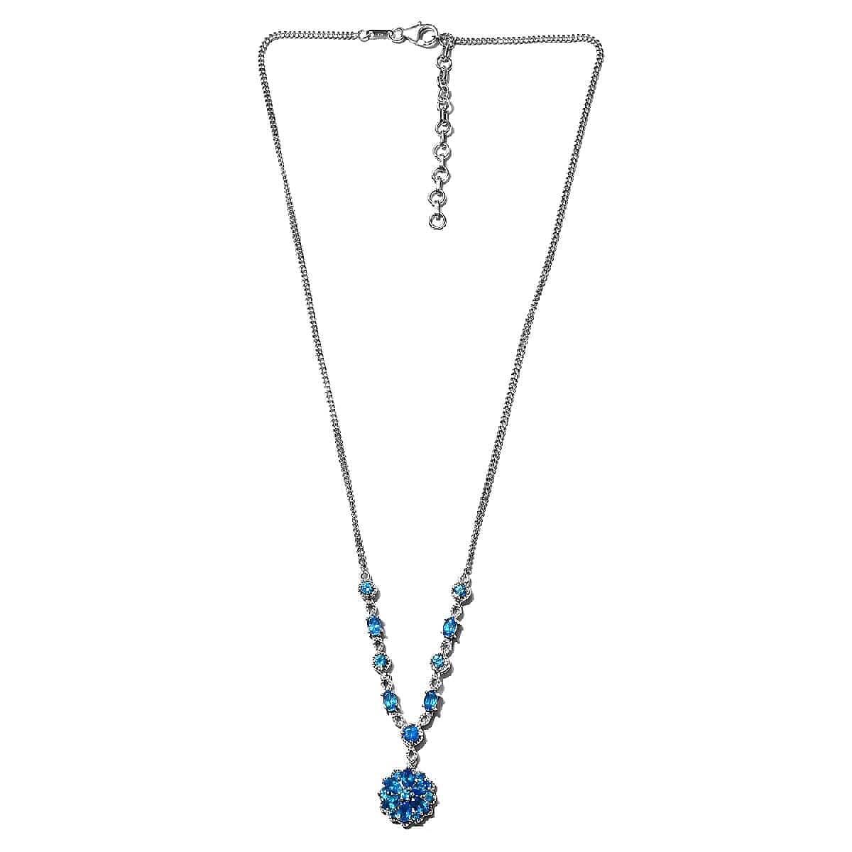Malgache Neon Apatite Necklace 18 Inches in Platinum Over Sterling Silver 3.50 ctw