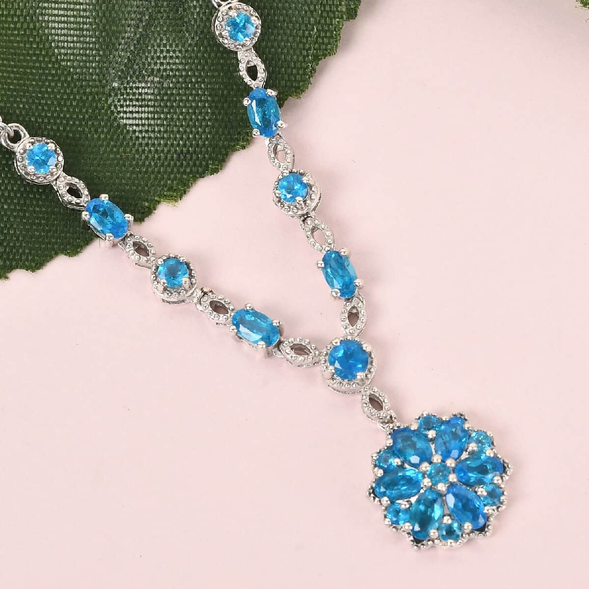 Malgache Neon Apatite Necklace 18 Inches in Platinum Over Sterling Silver 3.50 ctw image number 1