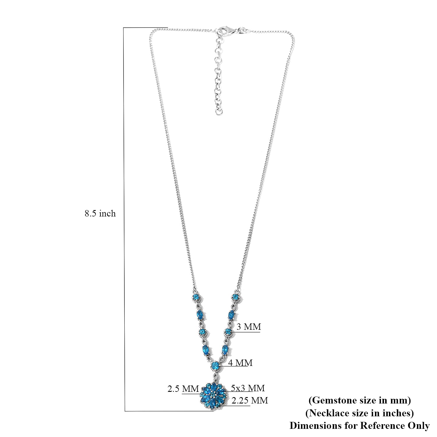 Malgache Neon Apatite Necklace 18 Inches in Platinum Over Sterling Silver 3.50 ctw