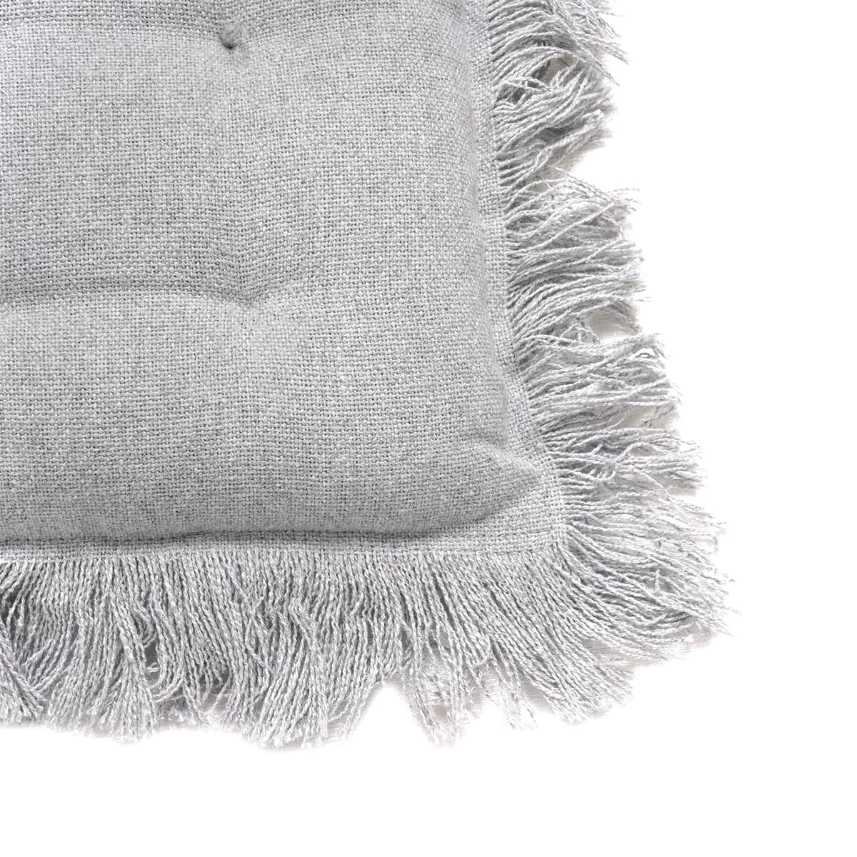 Set of 2 Gray Cotton Chair Pad with Fringes Filling image number 4