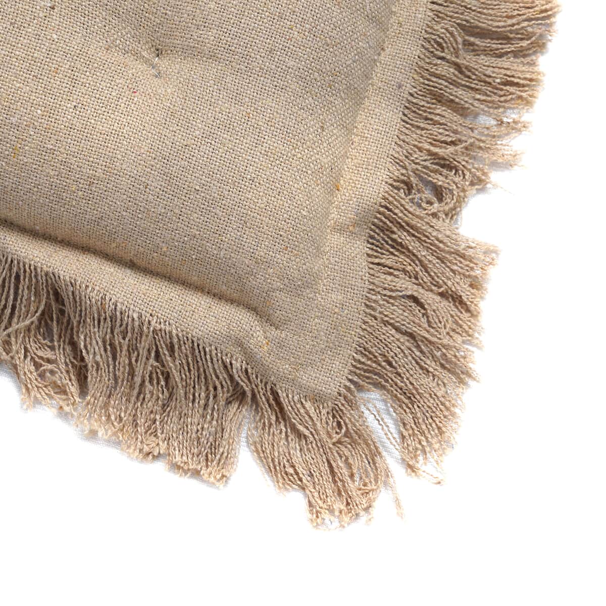 Set of 2 Beige Cotton Chair Pad with Fringes Filling image number 4