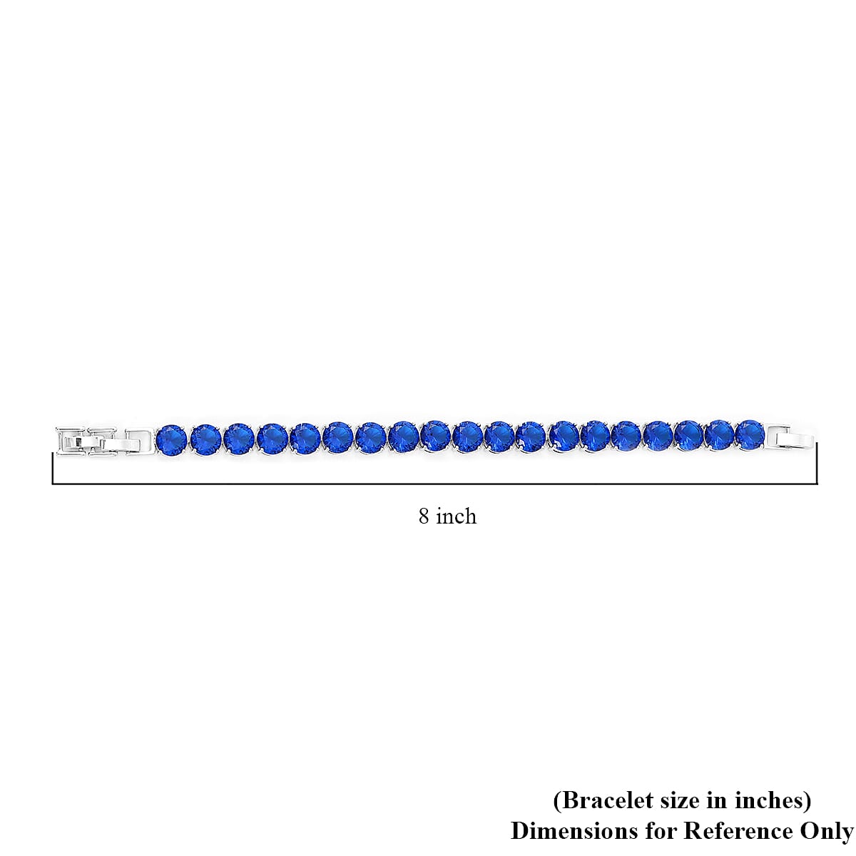 Simulated Blue Diamond Tennis Bracelet in Silvertone (Adjustable Fit) 