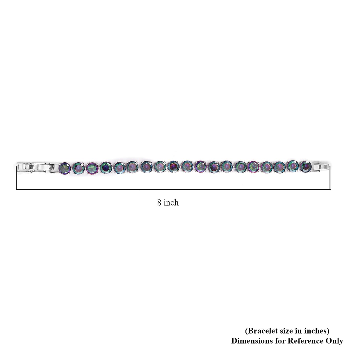 Simulated Mystic Color Topaz Tennis Bracelet in Silvertone (Adjustable Fit) image number 4