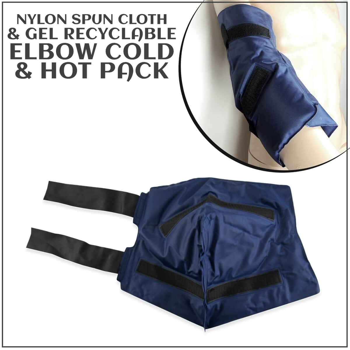 Dark Blue Nylon Spun Cloth and Gel Recyclable Elbow Cold and Hot Pack (22.4x14) image number 1