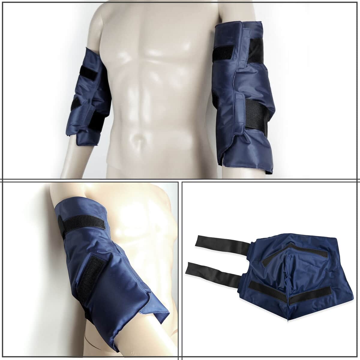 Dark Blue Nylon Spun Cloth and Gel Recyclable Elbow Cold and Hot Pack (22.4x14) image number 3