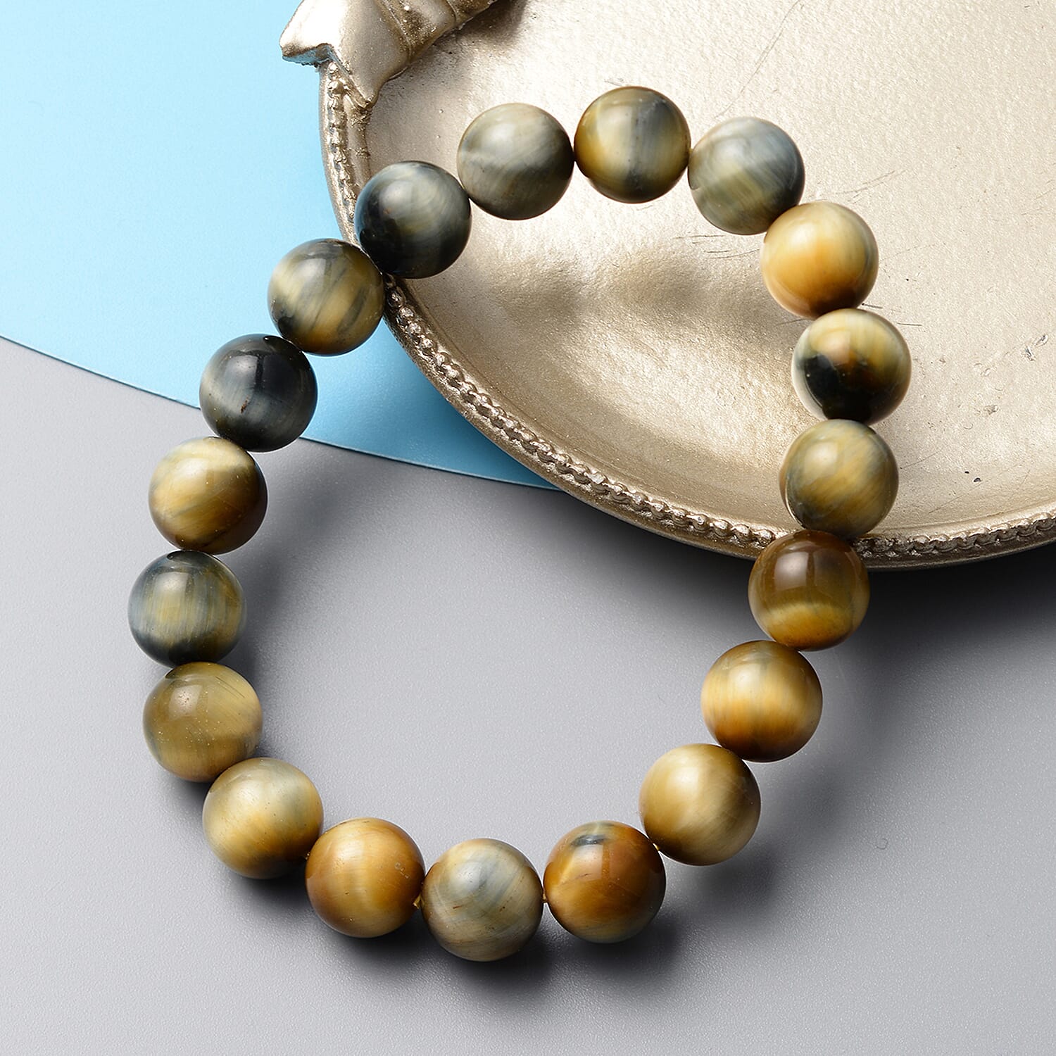 Bi-Color Tiger Eye Beaded Stretch Bracelet 147.50 ctw