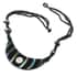 Black Seed Beaded Bib Necklace in Silvertone 22 Inches image number 1