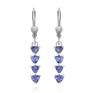 Tanzanite Lever Back Earrings in Platinum Over Sterling Silver 1.35 ctw