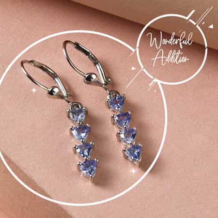 Tanzanite Lever Back Earrings in Platinum Over Sterling Silver 1.35 ctw image number 1