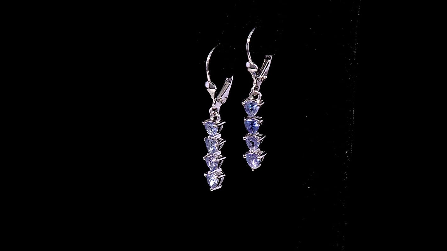 1.25 ctw Tanzanite Lever Back Earrings in Platinum Over Sterling Silver