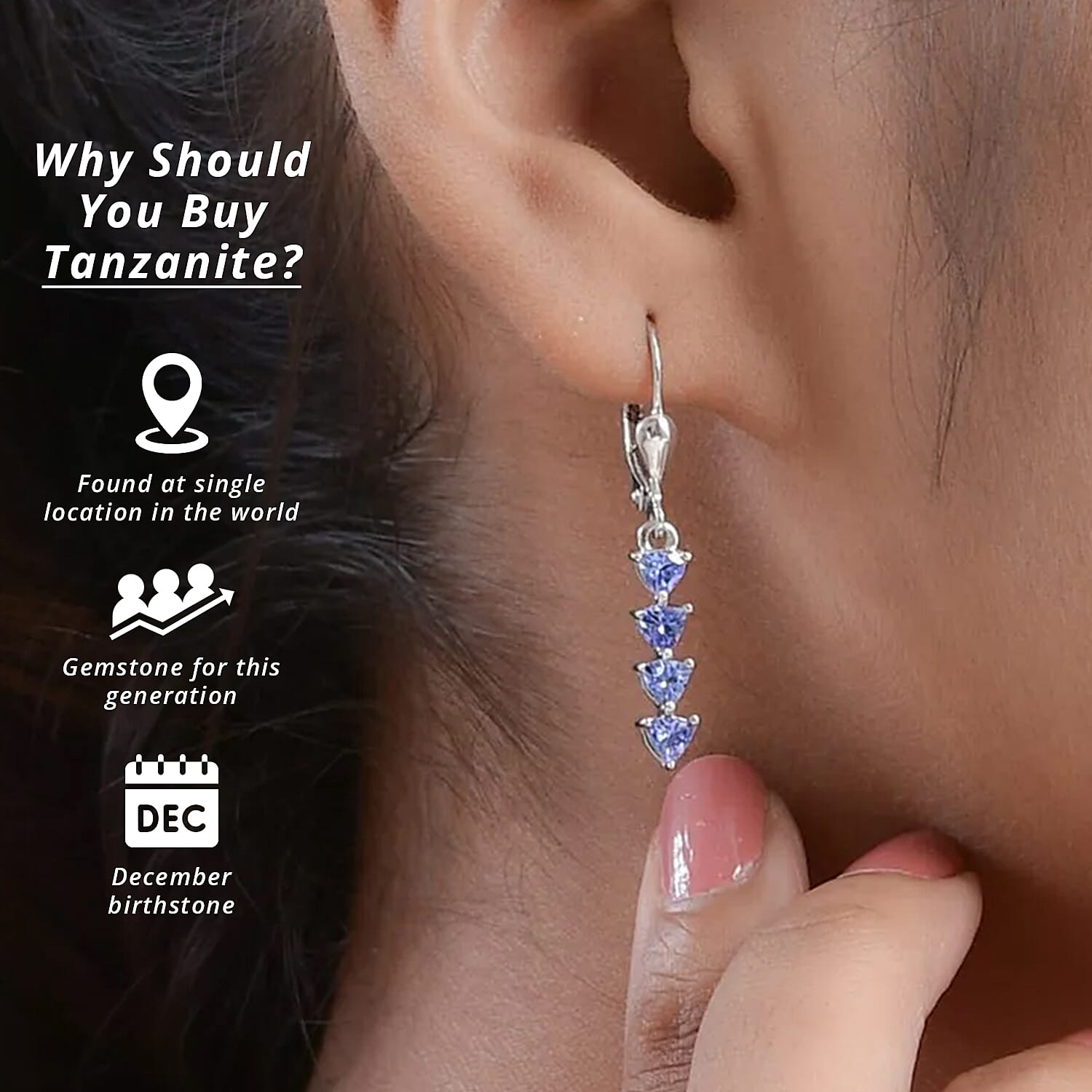 D'Joy Tanzanite 2.10 ctw Lever Back Earrings in Platinum Over Sterling Silver