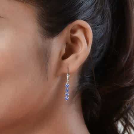 Tanzanite Lever Back Earrings in Platinum Over Sterling Silver 1.35 ctw image number 5